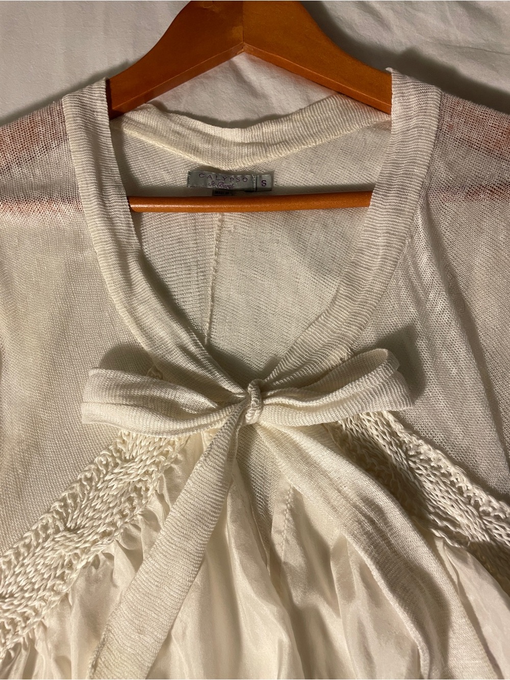 Calypso St. Barth Cream to Lilac/Gray Ombre Tie-Front silk and linen top - Picture 4 of 9